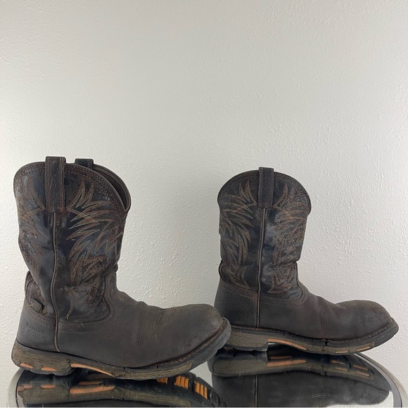 !SOLD! ARIAT Mens Brown Leather WorkHog Waterproof Western Cowboy Work Boots - Picture 3 of 14